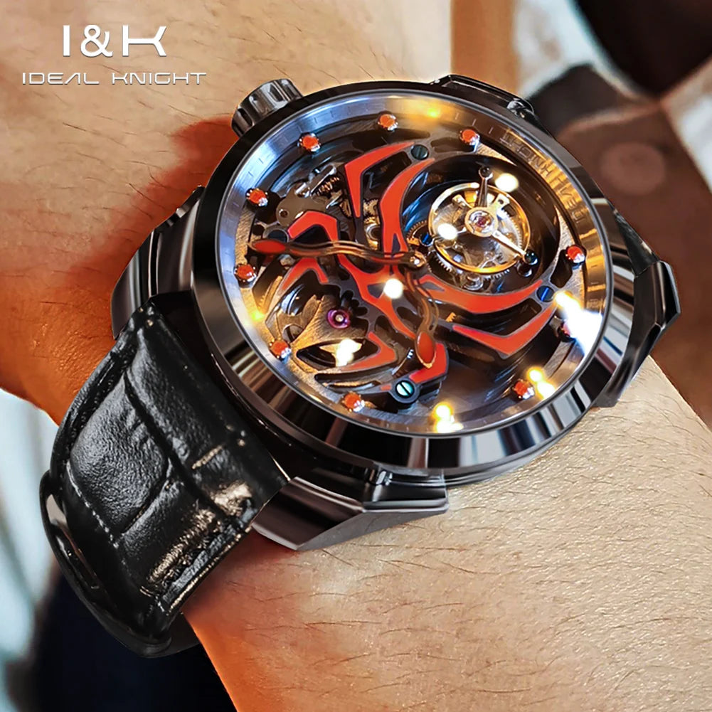 IDEAL KNIGHT 6802 Tourbillon Watch for Men Deep Waterproof Original Brand Luxury Sapphire Mirror High-End Men's Wristwatches NEW