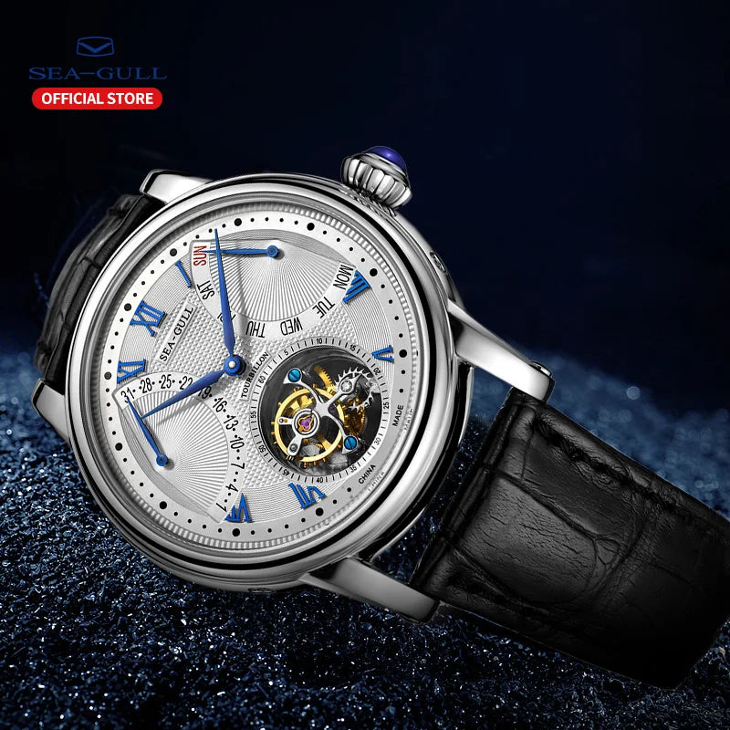 Seagull Men Watch Automatic Tourbillon Mechanical Watch Multifunctional Sapphire Calendar Luxury Men's Wristwatch ST8004ZS