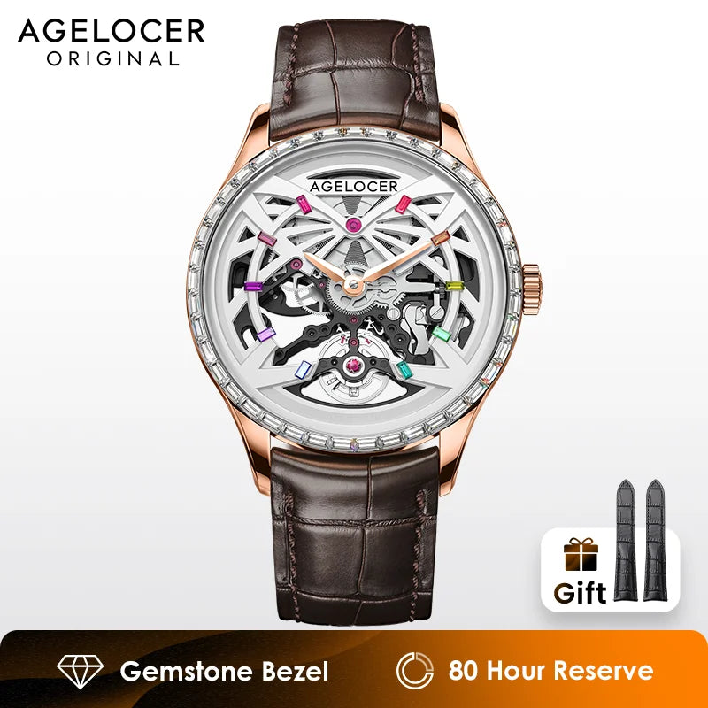 AGELOCER Original Schwarzwald Watch Men's Luxury Gold Watch Skeleton Automatic Mechanical Watch Birthday Gift for Men - Denis Vigilante