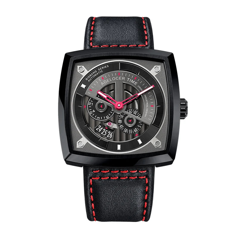 AGELOCER Original Racing Watch Men's Square Luminous Automatic Mechanical Watch Birthday Gift for Men