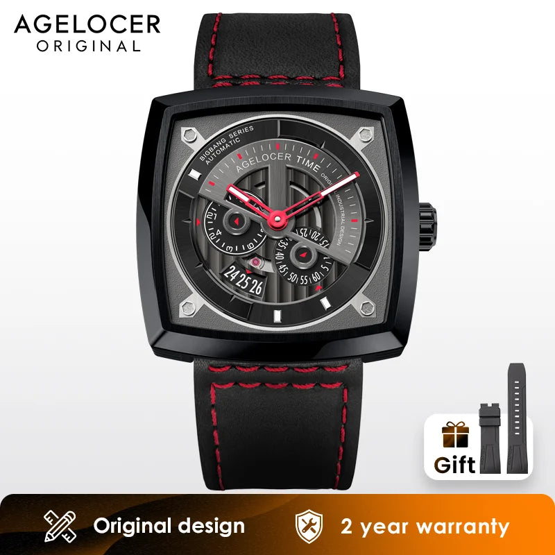 AGELOCER Original Racing Watch Men's Square Luminous Automatic Mechanical Watch Birthday Gift for Men - Denis Vigilante