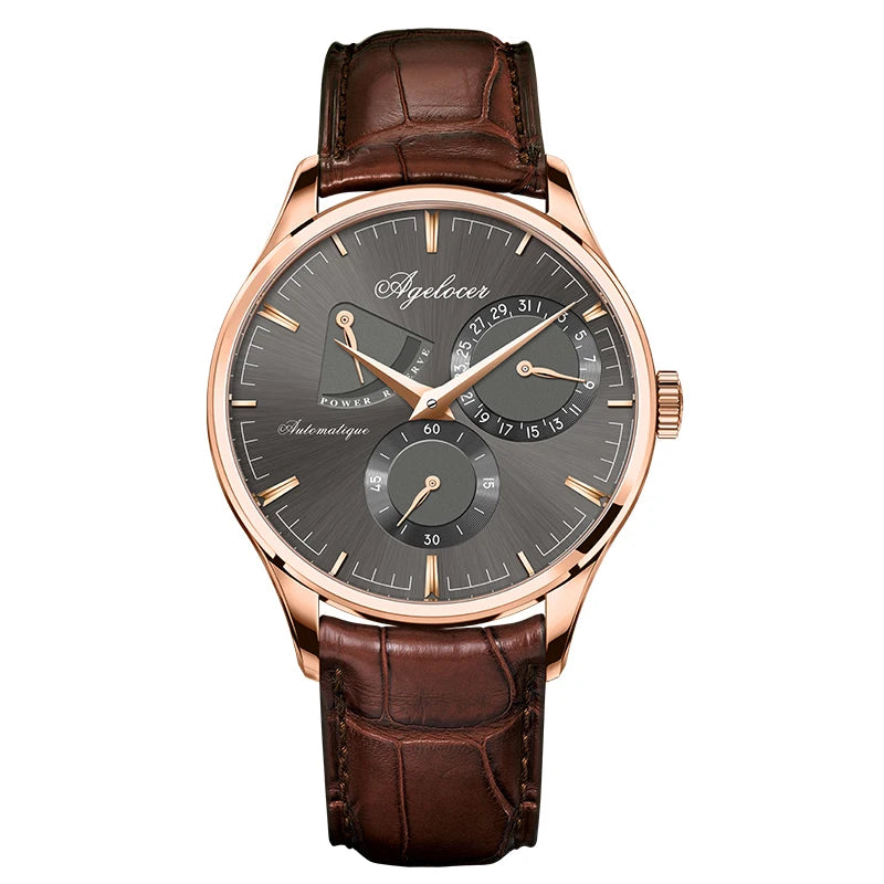 AGELOCER Original Budapest Watch Kinetic Display Men's Luxury Gold Watch Automatic Mechanical Watch Birthday Gift for Men