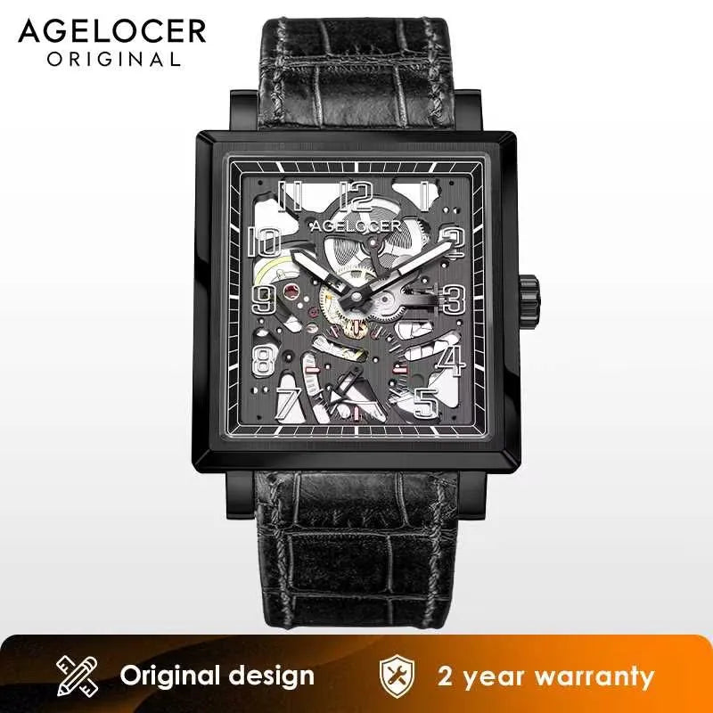 AGELOCER Original Codex Watch Men's Square Hollow Luminous Manual Mechanical Watch Birthday Gift for Men - Denis Vigilante