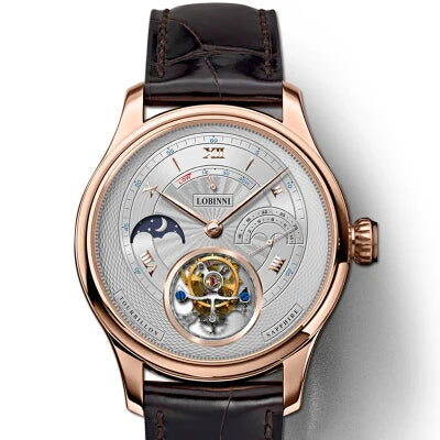 Switzerland Luxury Brand LOBINNI Top Seagull Tourbillon Automatic Mechanical Men's Watches Sapphire Waterproof Moon Phase L8886