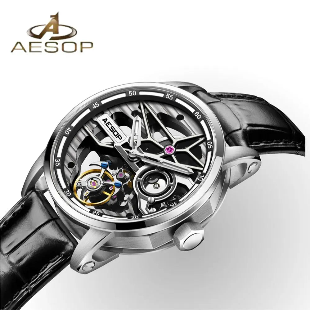 AESOP 7053 Flying Tourbillon Watch for Men Mechanical Skeleton Waterproof Mens Watches Top Brand Luxury Sapphire With Diamond A - Denis Vigilante