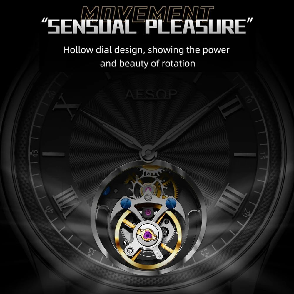 AESOP Official Watch Store Flying Tourbillon Movement Mechanical Wristwatches Skeleton Watches for Menes Luxury Waterproof 2024