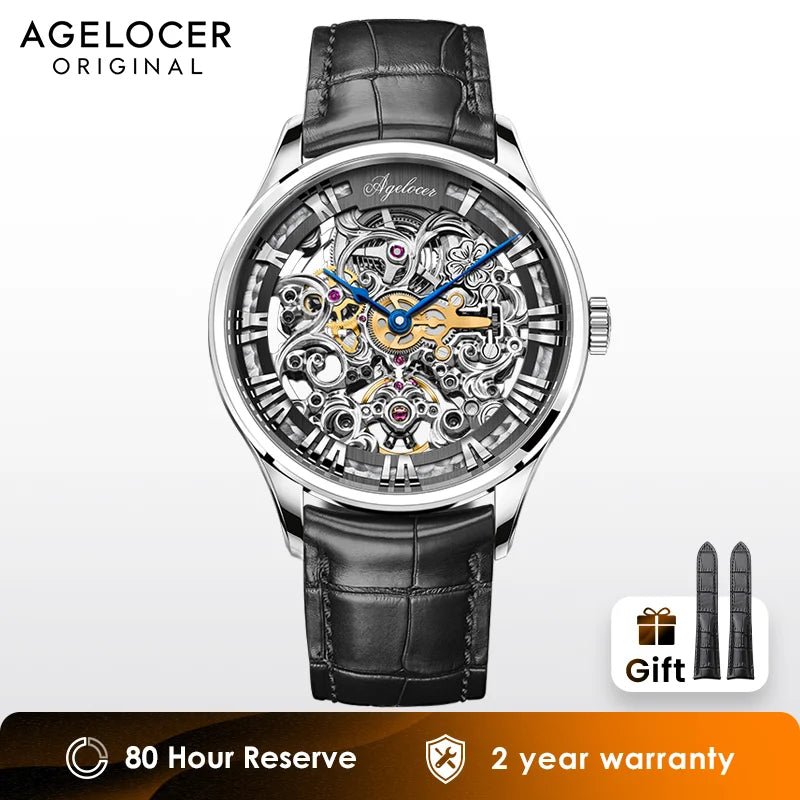 AGELOCER Original Baroque Art Carved Watch Men Luxury Business Formal Skeleton Automatic Mechanical Watch Birthday Gift for Men - Denis Vigilante