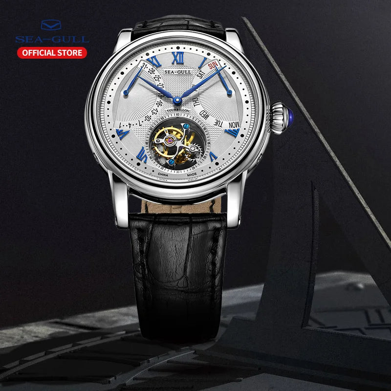 Seagull Men Watch Automatic Tourbillon Mechanical Watch Multifunctional Sapphire Calendar Luxury Men's Wristwatch ST8004ZS