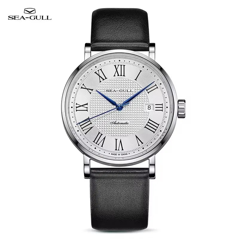 Seagull Business Mechanical Watch Men Sapphire Luxury Leather Wristwatch 50m Waterproof Automatic ST2130 Reloj Hombre 6163