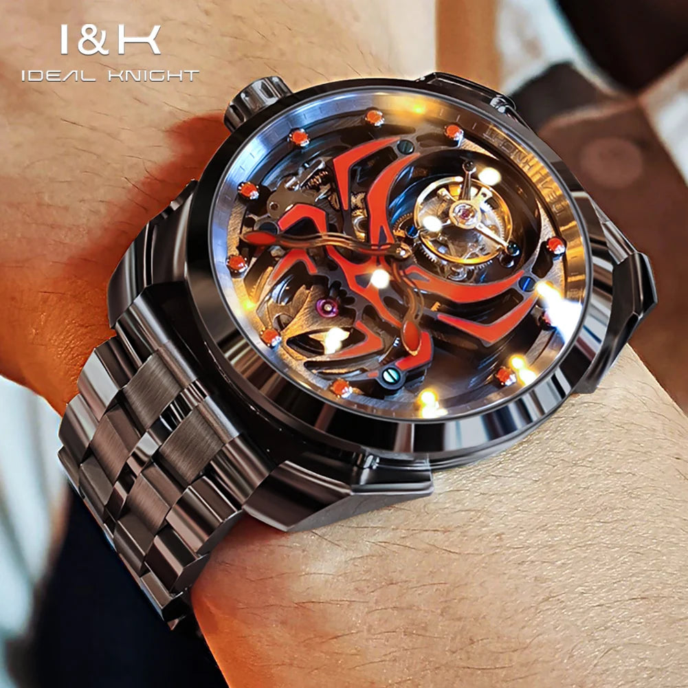 IDEAL KNIGHT 6802 Tourbillon Watch for Men Deep Waterproof Original Brand Luxury Sapphire Mirror High-End Men's Wristwatches NEW